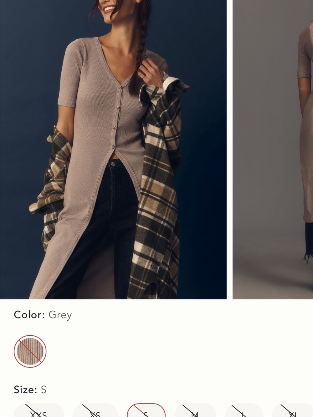 T.La Short-Sleeve Rib Duster Cardigan Sweater